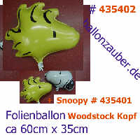 Woodstock Kopf gelb schwarz 60cm = 24inch Folienballon Peanuts Ballon