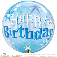 Folienballon Bubble Birthday Starburst Sparkle Blau Transparent 56cm = 22inch