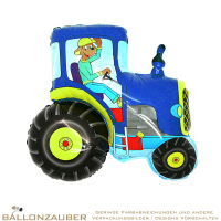 Folienballon Fahrzeug Traktor Blau 75cm = 30inch Grabo