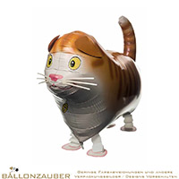 Folienballon Airwalker Cat Gatto Katze braun weiß 55cm = 22inch