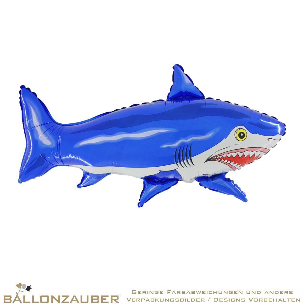 XL Helium Folienballon Baby Shark Immobilien Hai große Raubfisch Blau Luftballon 