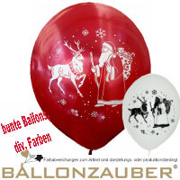 Latexballon Rund Rentier Weihnachtsmann rot Ø33cm = 14inch Umf. 105cm