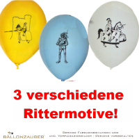 Latexballon Rund Ritter (3 Motive) bunt Ø30cm = 11inch Umf. 105cm