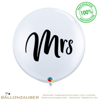 Latexballon Riesenballon Rund Mrs. Weiß Ø90cm = 36inch