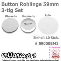 Button Rohlinge Rohmaterial 59mm Buttons 3-tlg 10er-Set