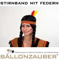 Indianer-Stirnband mit Federn Kopfschmuck Stirnband mit Federn Kinderkostüm rot/bunt