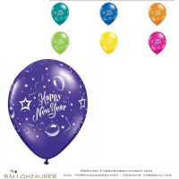 Latexballon Happy New Year bunt sortiert kristall Ø28cm Umf. 95/105cm 11inch