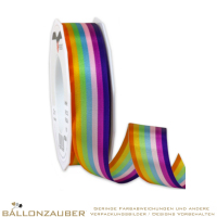 Taftband 2,5cm breit Pattberg Rainbow Bunt zum Verpacken oder als Ballonband