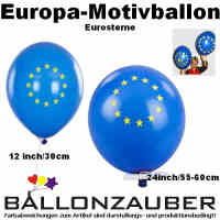 Latexballon Motivballon Euroland Symbol Rund blau Ø30cm Umf. 95/105cm 11inch