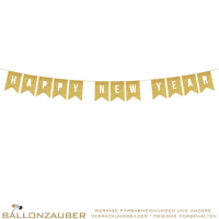 Girlande Wimpel Happy New Year Gold zum Aufhängen