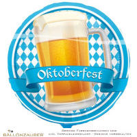 Folienballon Rund Bierkrug Oktoberfest bunt metallic 43cm = 17inch Ballon