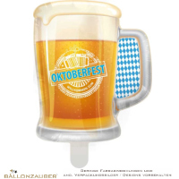 Willkommen zum Oktoberfest Folienballon Bierkrug Bunt metallic 63cm = 25inch