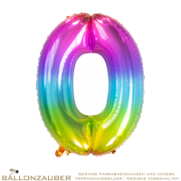 Folienballon Zahl 0 Bunt Metallic 86cm = 34inch