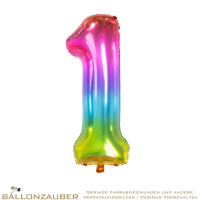 Folienballon Zahl 1 Bunt Metallic 86cm = 34inch