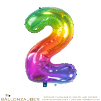 Folienballon Zahl 2 Bunt Metallic 86cm = 34inch