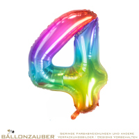 Folienballon Zahl 4 Bunt Metallic 86cm = 34inch