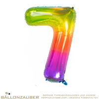 Folienballon Zahl 7 Bunt Metallic 86cm = 34inch