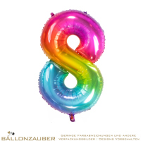 Folienballon Zahl 8 Bunt Metallic 86cm = 34inch