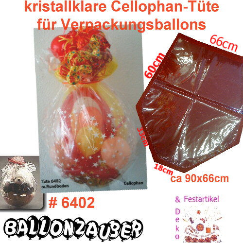 Tüte Cellophantüte f. Geschenkballon Verpackungsballon Stuffer Ballonverpackung