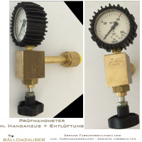 Prüfmanometer 300Bar m. Handanzug + Entlüftung f. Helium/Ballongas Manometer -