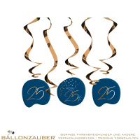 Hängedeko Swirls Happy 25th Elegant True Blue