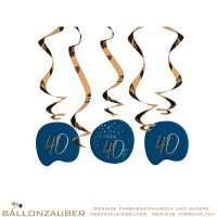 Hängedeko Swirls Happy 40th Elegant True Blue