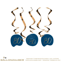 Hängedeko Swirls Happy 80th Elegant True Blue