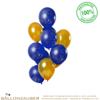 Latexballon Rund Happy 25th Elegant True Blue Ø30cm = 11inch