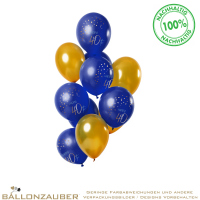 Latexballon Rund Happy 40th Elegant True Blue Ø30cm = 11inch