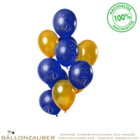 Latexballon Rund Happy 60th Elegant True Blue Ø30cm = 11inch