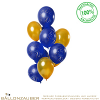 Latexballon Rund Happy 70th Elegant True Blue Ø30cm = 11inch