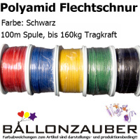 Dekoseil Polyamid Flechtschnur Schwarz 3mm 100m Spule Ballondeko Dekoschnur Flechtschnur schwarz