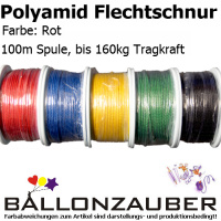 Dekoseil Polyamid Flechtschnur Rot 3mm 100m Spule Ballondeko Dekoschnur Flechtschnur rot