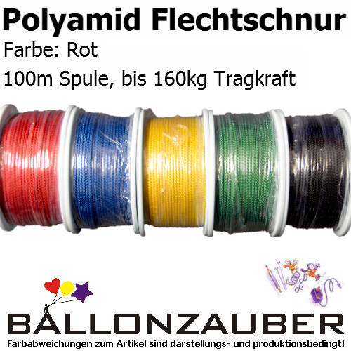 Dekoseil Polyamid Flechtschnur Rot 3mm 100m Spule Ballondeko Dekoschnur