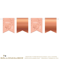 Girlande Flagbanner Happy 40th Elegant Lush Blush