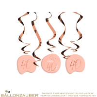 Hängedeko Swirls Happy 40th Elegant Lush Blush