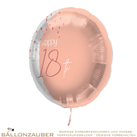 Folienballon Rund Happy 18th Elegant Lush Blush Metallic 45cm = 18inch
