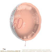 Folienballon Rund Happy 60th Elegant Lush Blush Metallic 45cm = 18inch
