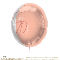 Folienballon Rund Happy 70th Elegant Lush Blush Metallic 45cm = 18inch