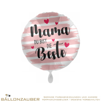 Folienballon Rund Mama du bist die Beste rosa Satin 45cm = 18inch