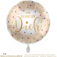 Folienballon Rund Wir vermissen Dich Bunt Satin 45cm = 18inch