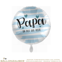 Folienballon Rund Papa du bist der Beste blau Satin 45cm = 18inch