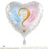 Folienballon Herz Junge oder Mädchen bunt 45cm = 18inch