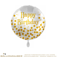 Folienballon Rund Happy Birthday Dots Bunt Satin 71cm = 28inch