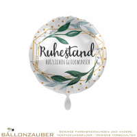 Folienballon Rund Ruhestand Herzlichen Glückwunsch bunt satin 45cm = 18inch