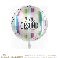 Folienballon Rund Bleib GESUND und pass auf Dich auf Bunt Satin 45cm = 18inch