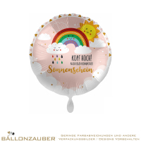 Folienballon Rund Kopf hoch nach Regen kommt der Sonnenschein bunt Satin 45cm = 18inch