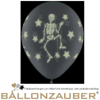 Latexballons Rund Sterne Skelett transparent fluoreszierend Ø30cm Umf. 95/105cm 11inch