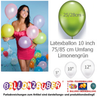 100 Qualitätsballons Limonengrün Ø25cm 10inch Umf.75/85cm
