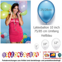 100 Qualitätsballons Hellblau Ø25cm 10inch Umf.75/85cm